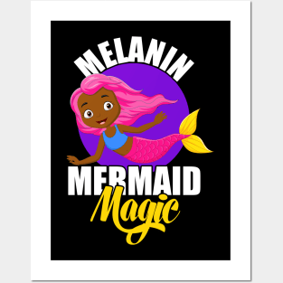 African American Mermaid Melanin is Magic Girls / Kids Posters and Art